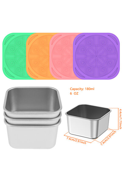 Choice A 4Pcs 180ML 4Pcs 2/6oz Snack Container Stainless Steel Salad Box with...