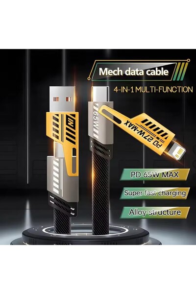 Choice 1m 4 in 1 Cable 65W 4-in-1 Fast Charging PD QC Mecha Cable USB C Multi...