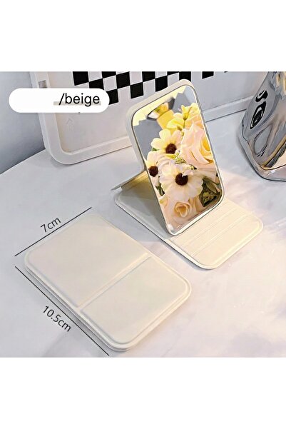Choice4 10.5x7cm beige 1pc Mirror Makeup Mirror Portable Folding Mirror Girl ...
