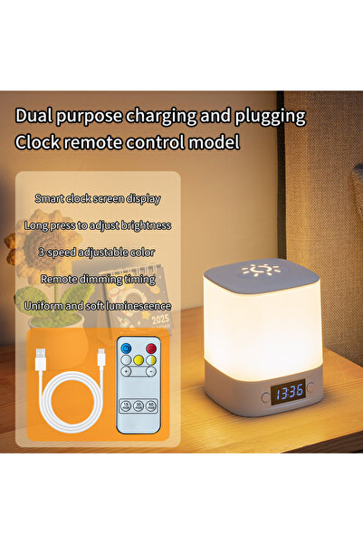 Choice With remote control LED Night Lamp Rechargeable Table Lamp Clock Displ...