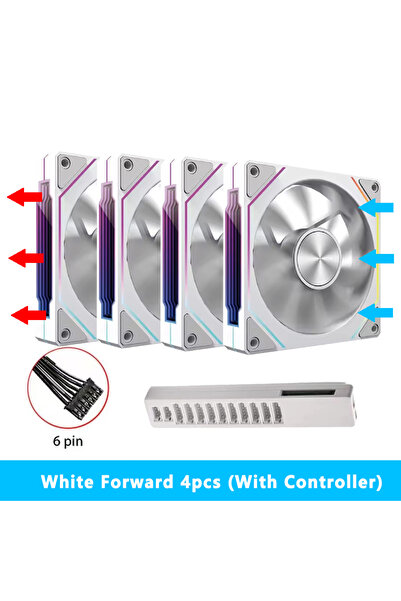 Choice5 مروحة كمبيوتر 6Pin RGB بيضاء أخرى، 4 قطع، Prism 5 PRO، 120 مم، مروحة ...