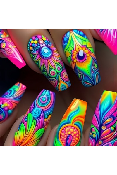Choice 1789 24pcs/set short medium long fake nails Spring flowers flora for S...