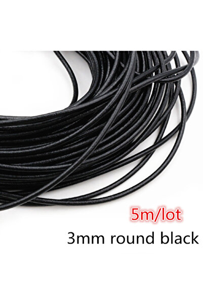 Choice 3mm round 5meters 2-5m/lot 1-8mm Genuine Cow Leather Round/Flat Strand...