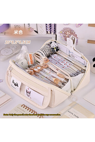 Choice1 Beige Large-capacity Pencil Case, Multi-functional Desktop Finishing ...