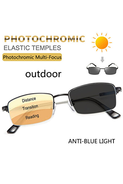 Choice6 +400 Photochromic Titanium Progressive Multifocus Reading Glasses Blu...