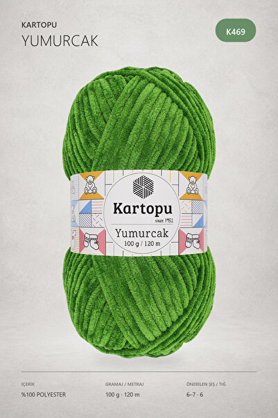 Generic Brand Пряжа для ручного в'язання K.artopu Yumurcak Velvet, зелена, K469