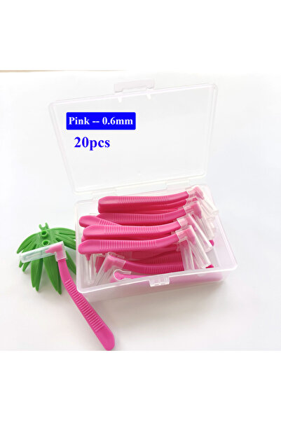 Choice3 Pink 0.6mm 20pcs L Shape 0.6-1.2mm Interdental Brush With Box Orthodo...
