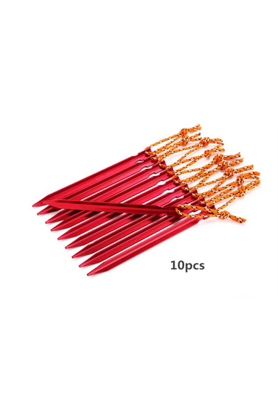 Choice4 Red 10pcs MOUNTAINHIKER 10pcs Aluminum Alloy Tent Pegs Nail with Rope...