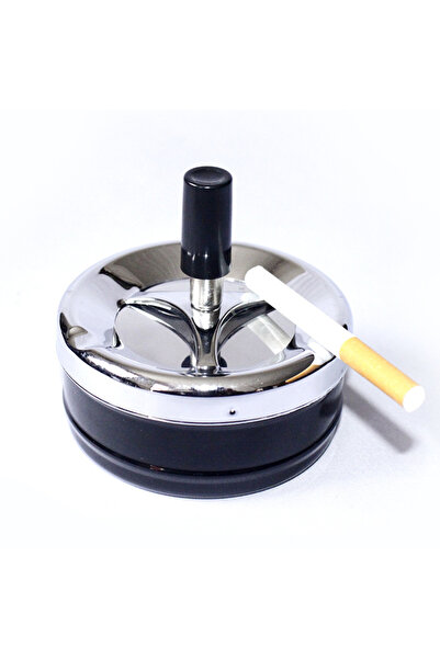Choice Black Cool Ashtray Stainless Steel Push Down Spinning Ashtray Self-Cle...