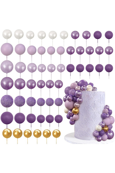 Choice3 style 6 56 PCS Ball Cake Picks Colorful Ball Shaped Cake Topper Pearl...