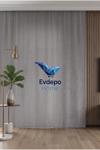 Evdepo Home Gray Solid Color Background Curtain, Pleat-Free Flat Planting, Extra-Fore Drawstring, Single Wing