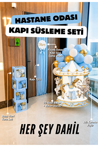 cansınevent Her Şey Dahil Hastane Odası Kapı Süsleme Seti - Balon Standı, Atl...