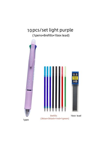 Choice light purple set 5 In 1 Multicolor Erasable Gel Pen with 4 Colors Repl...