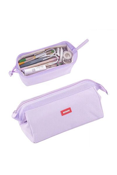 choice2 PURPLE Large Capacity Pencil Case With Pen Holder Label Minimalist St...