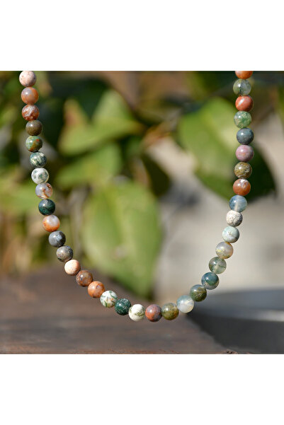 Choice Indian Agate 1pc 6mm Natural Stone Necklace Bohemian Colorful Handmade...