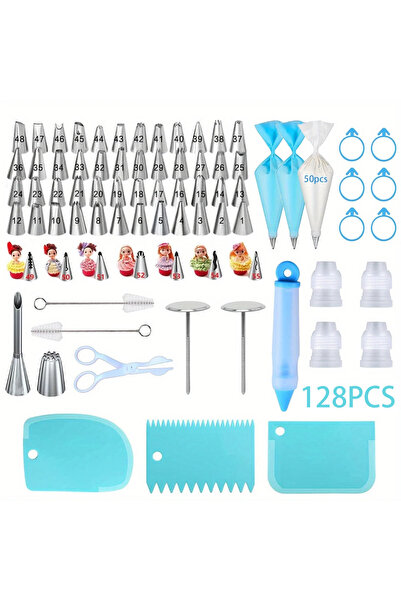 Choice 128PCS blue 128PCS Ultimate Cake Decorating Piping Nozzle Set-57 Pipin...