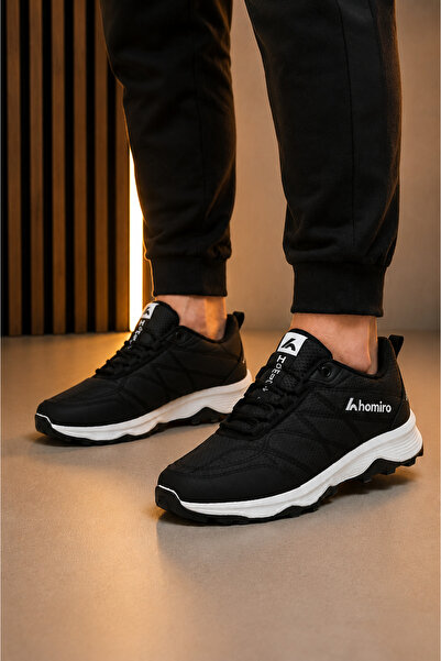 homiro Men's Waterproof Poly Sole Fuspedli Sports Shoes - Black White