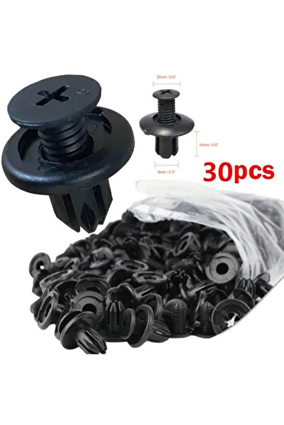 Choice3 30PCS 8mm Plastic Rivets Fasteners Screw Car Bumper Fender Black Rive...