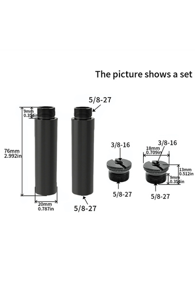 Choice black 3 8 Aluminum Alloy Microphone Boom Arm Extension Rod 5/8 Inch to...