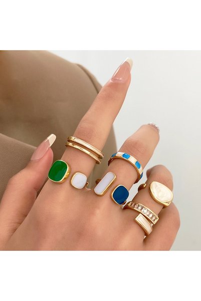 Choice AY01 6 Piece Set Irregular Open Rings Motone Heart Finger Rings For Wo...
