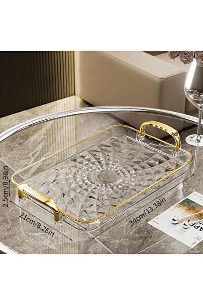 Choice صينية تقديم شفافة ذهبية فاخرة من WORTHBUY، صينية بلاستيكية للفواكه وال...