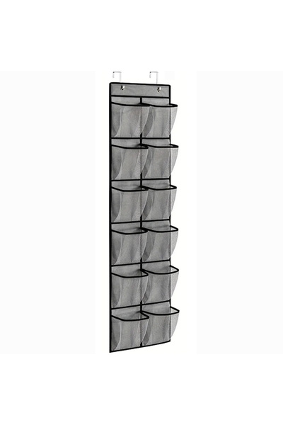 Choice Grey Over the Door Shoe Organizer, 12 Large Breathable Mesh Pockets, S...