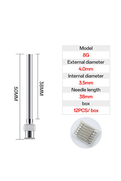 Choice1 38mm 8G 12Pcs 12 Pack 38mm Dispensing Needle Stainless Steel Tip Need...