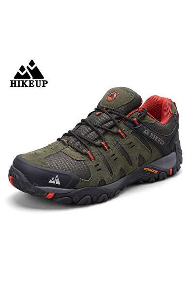 Choice 42 Green HIKEUP Men's Hiking Shoes Suede Leather Outdoor Shoes Wear-re...