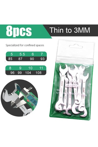 Choice1 Double Open LA352801 LAOA Mini Thin Double Open-End Wrench Set Stainl...