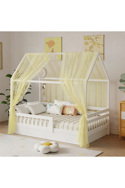 Choice6 150x350cm YELLOW Bunk Bed Canopy 1/2-Piece Muslin Bunk Bed Canopy, Fa...