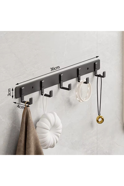 Choice3 Black 5hooks Space Aluminum Black Hook Bathroom Towel Hook Living Roo...