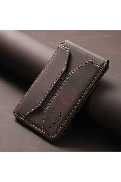 Choice Brown Luxury Faux Leather Pocket Card Storage Magnet Mobile Phone Stan...