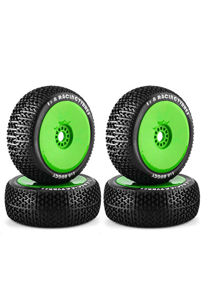 Choice green 4Pcs 1/8 4WD Nitro Off Road Buggy Tires Wheel Rims 17mm Hex for ...