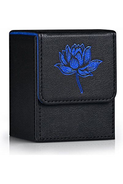 Choice Black-Blue-Lotus Card Deck Box , Fits 100+ Single Sleeved Cards,PU Lea...