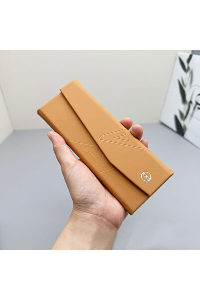 Choice1 Brown Portable Retro Foldable Glasses Case Minimalist Leather Sunglas...