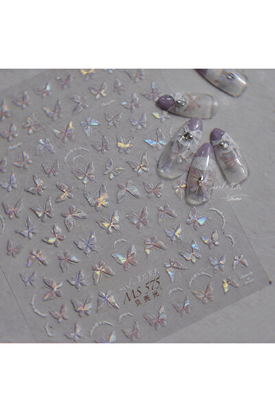 Choice5 1pcs Shiny Butterfly Nail Parts Sticker 5D Shell Light Nail Art Stick...