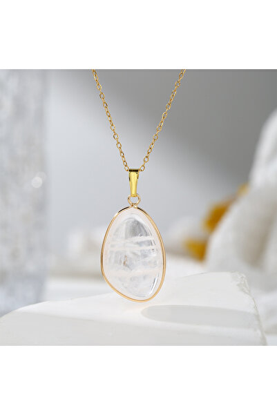 Choice White Crystal 1pc Natural Stone Irregular Pendant Necklace Pink Crysta...