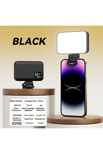 Choice4 Black 800mah LED Selfie Light for iPhone iPad Mobile Phone Laptop Cli...