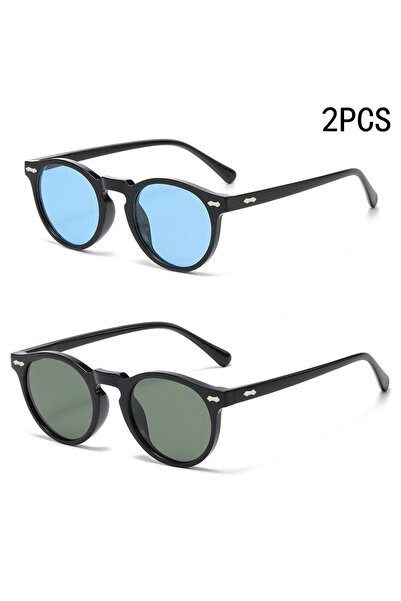 Choice1 BlackblueBlackgreen 2PCS New Style Of Retro Glasses Round Fashion Mit...