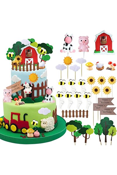 Choice1 M JTG500986 30 PCS Farm Animal Cow Cake Topper Decorations for Farm A...