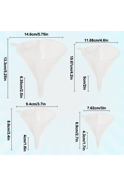Choice Onesize NEW 4Pcs Reusable Clear Plastic Funnel Set Lab PP Funnels Kitc...