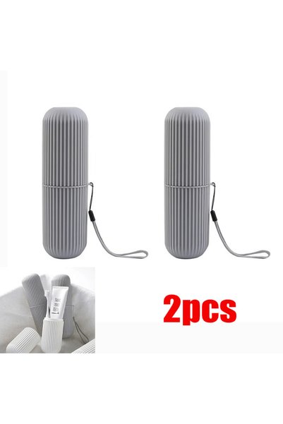 Choice3 2pcs Grey 1/2pcs Portable Toothpaste Toothbrush Protect Holder Case T...