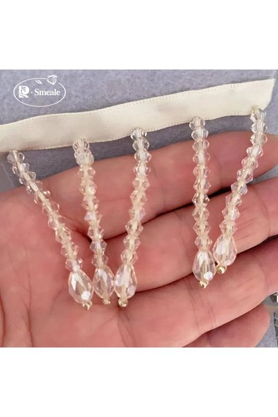 choice2 1Yard 90CM Champagne -B 22color Crystal Tassels Beaded Lace Trim.Tass...