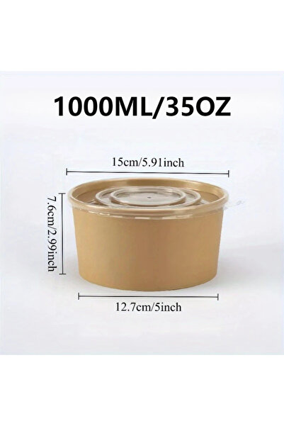 choice2 30PCS 1000ML-35OZ 15/30PCS Kraft Paper Bowls Disposable Bowls with Li...