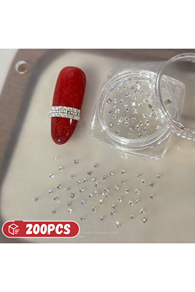 Choice3 200 قطعة زركون مربع صغير أبيض لتزيين الأظافر، 50/200/1000 قطعة، ألماس...