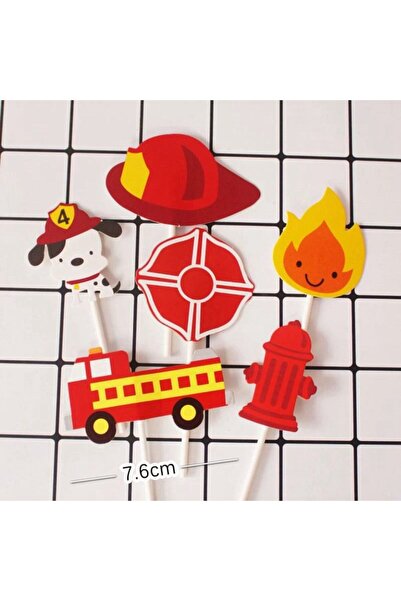 Choice11 1set Firefighter Hero Theme Cake Toppers Fire Ladder Truck Kids 1st ...