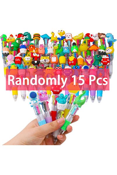 choice2 15 pcs different 2-20Pcs Mini Multicolor Cute Cartoon Pens 4-in-1 Bul...