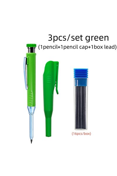 Choice green set Solid Carpenter Pencils Set with 16Refills, 2.8mm Deep Hole ...