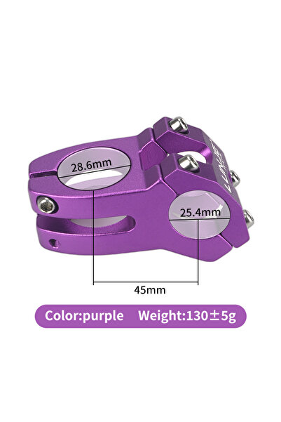 Choice 25.4x45mm Purple MTB Road Bike Stem 25.4mm High-Strength Aluminum Allo...