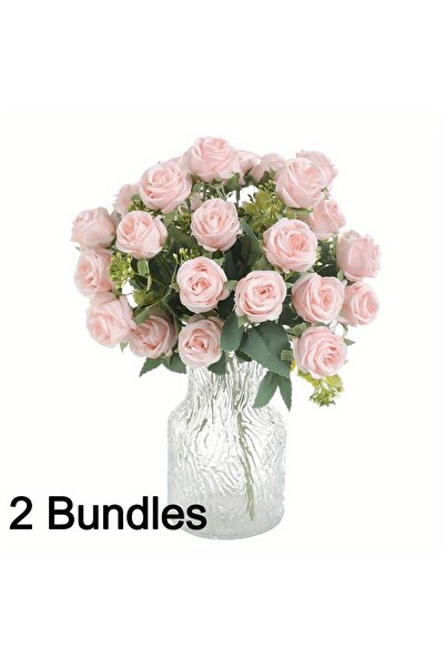 Choice4 2Pcs Light Pink 1/2Pcs Rose Artificial Flowers Bouquet 30CM Silk Fake...